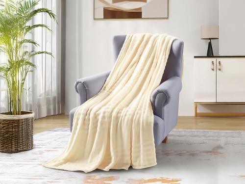 بطانية دفء شتوي سادة مقاس مفرد - كريمي