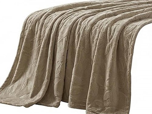 بطانية دفء شتوي سادة مقاس مفرد - زيتي