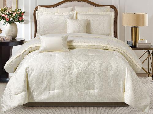 مفرش كاتنس الفاخر مزدوج من نسج الجاكار - 8 قطع