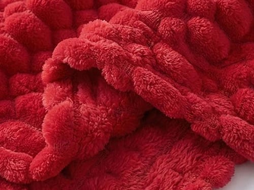 بطانية دفء شتوي سادة مقاس مزدوج - أحمر