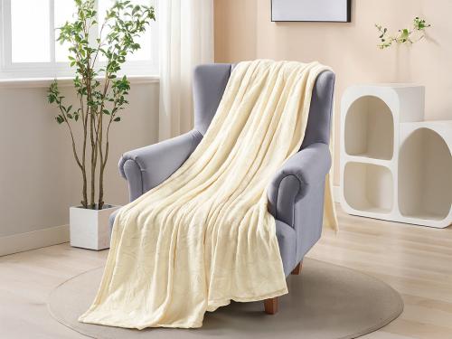 بطانية دفء شتوي سادة مقاس مزدوج - كريمي