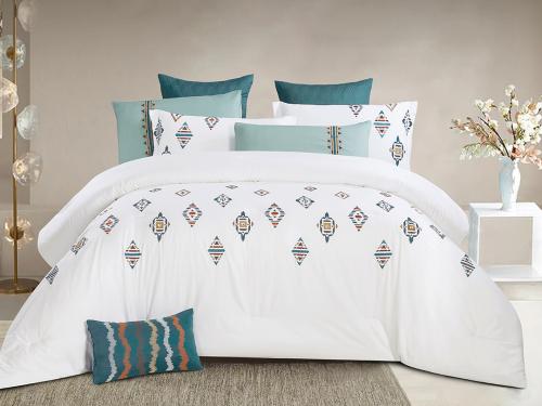 مفرش صيفي دوريس مزدوج من خامة القطن المطرز 9 قطع