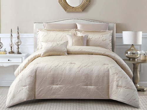 مفرش كاتنس الفاخر مزدوج من نسج الجاكار - 8 قطع