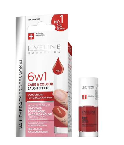 مقوٍّ ملون للأظافر أحمر 6 في 1 ( Red Nail colored...