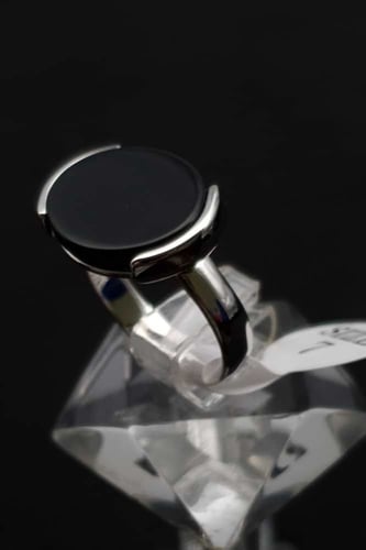 خواتم رجالي - خاتم ملكي فضه بيضاوي مع حجر اسود فضة...