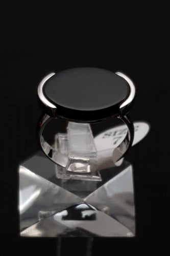 خواتم رجالي - خاتم ملكي فضه بيضاوي مع حجر اسود فضة...