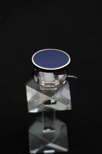 خاتم رجالي - خاتم ملكي فضه بيضاوي مع حجر ازرق فضة...