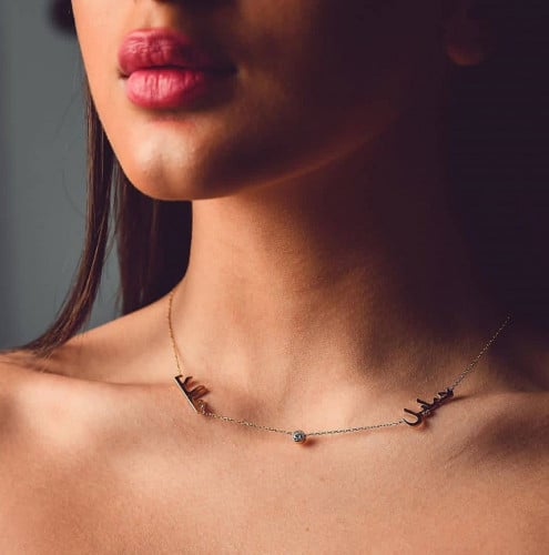 سلسال اسمين مرصع ب زركون بتصميم أنيق