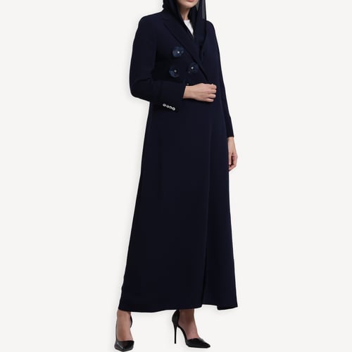 AB0005 – عباية بليزر الورد كحلي