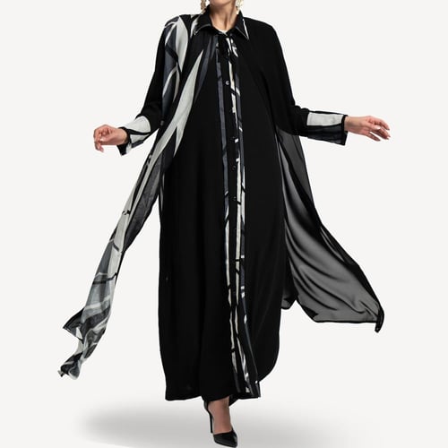 AB0041 – عباية شيرت أسود مع أبيض