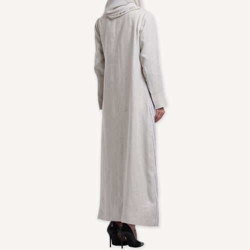 AB0009 – عباية بليزر لينن مقلم