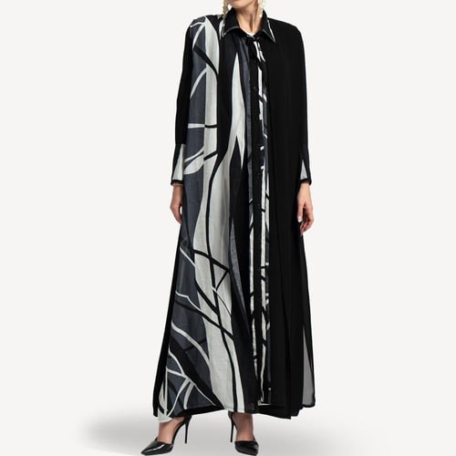 AB0041 – عباية شيرت أسود مع أبيض