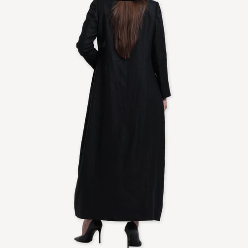 AB0009 – عباية بليزر لينن مقلم