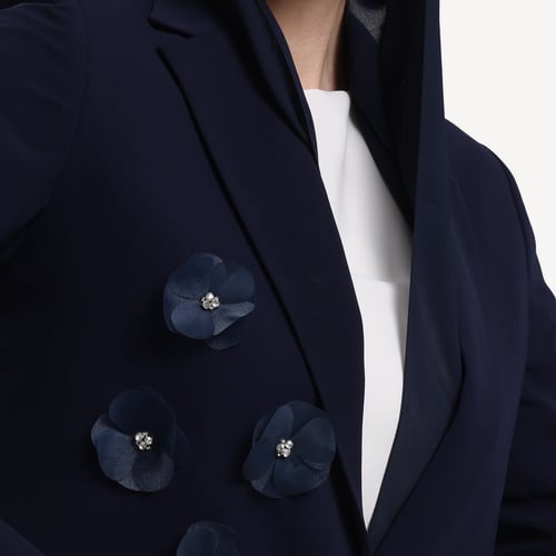 AB0005 – عباية بليزر الورد كحلي