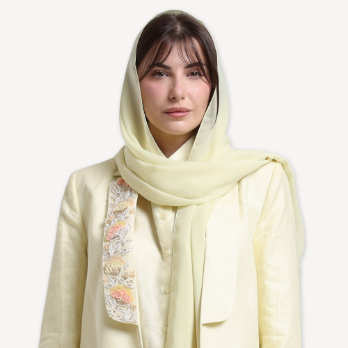 AB0003 – عباية بليزر لينن أصفر