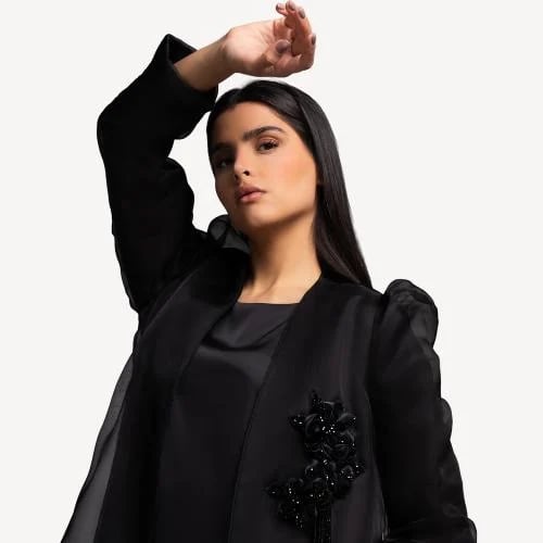 AB0096 - عباية بليزر تفتة مع شك