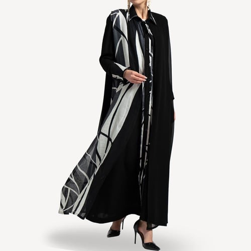 AB0041 – عباية شيرت أسود مع أبيض