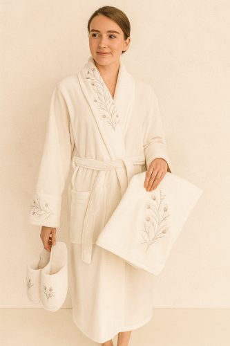 اوف وايت طقم روب نفر قطن