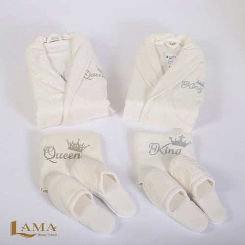 طقم WEDDINGنفرين قطن ناعم نقش أرواب فاخرة ملكي