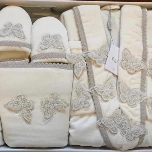 نفر روب4قطع ايطالي دانتيل خياطة يدوي