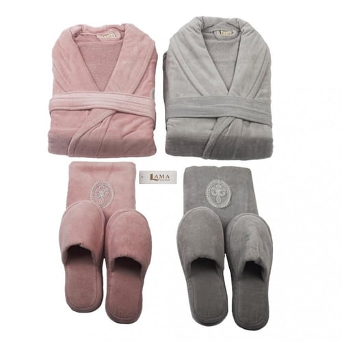 طقم كبلز وردي ورصاصي لوكس فاخرة VIP قطن ناعم عملي