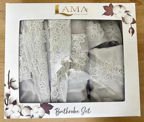 دموع |طقم روب استحمام قطن دانتيل