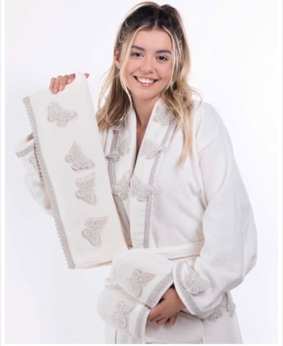 نفر روب4قطع ايطالي دانتيل خياطة يدوي