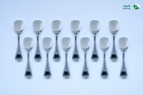 ملعقة آيسكريم سادة استانلس ستيل مصري 12 حبة
