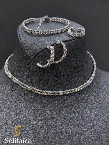 طقم ذهب خالص ابيض18k