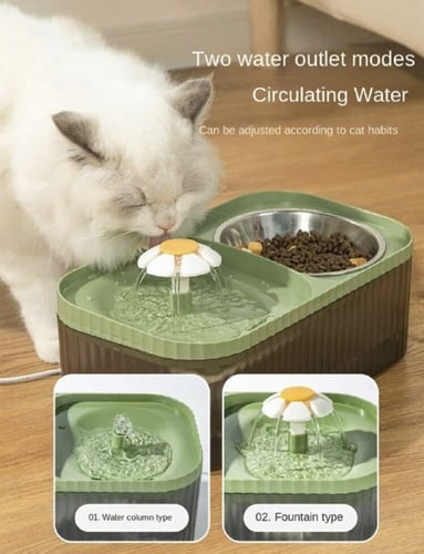 وعاء وموزع مياه حيوانات أليفة ذكي صامت مع كابل يو...