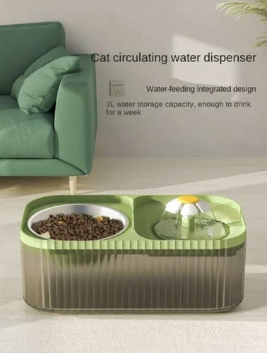 وعاء وموزع مياه حيوانات أليفة ذكي صامت مع كابل يو...