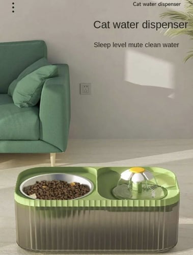 وعاء وموزع مياه حيوانات أليفة ذكي صامت مع كابل يو...