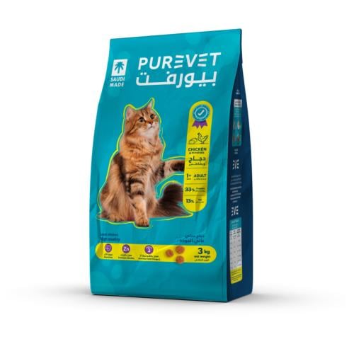 طعام جاف بيورفيت للقطط البالغة بالدجاج 1kg