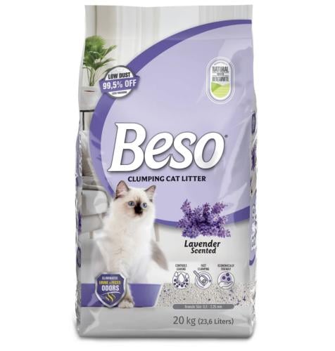 رمل بيسو برائحة اللافندر للقطط (23.6 لتر- 20 كيلو)