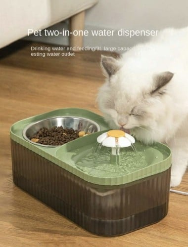 وعاء وموزع مياه حيوانات أليفة ذكي صامت مع كابل يو...