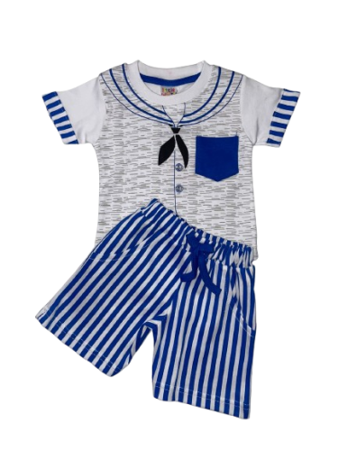 طقم بدلة ولادي تيشيرت مع شورت - 3-12 شهر