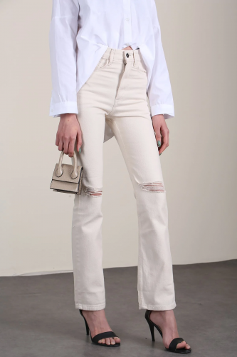 بنطلون جينز اوف وايت تصميم ممزق مصنوع من القطن 100...