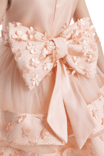 فستان بناتي راقي للمناسبات متعدد الطبقات باللون ال...