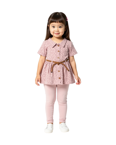 A blouse set with a waist tie and pants for ages 2...