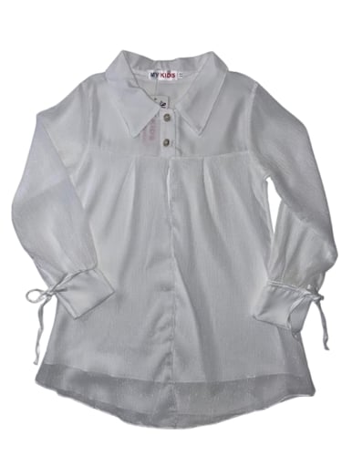 فستان بناتي بأكمام طويلة وشكل ياقة V مفتوح مع بطان...