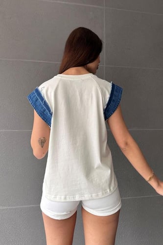 تي شيرت نسائي مصنوعة من نسيج القطن 100% بياقة دائر...