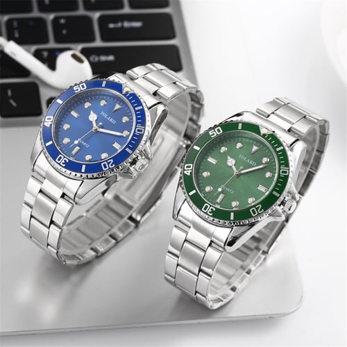 ساعة رجالية بلون فضي ومينا احمر من يولاكو