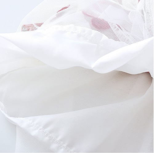 فستان بناتي باللون الزهري والأبيض - من 3 - 4 سنة