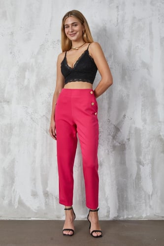 بنطلون فوشيا بأزرار ذهبية - صناعة تركية - FAN10268