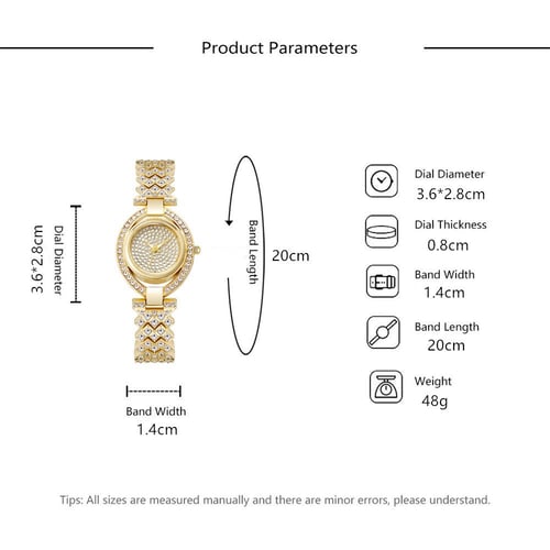 ساعة نسائية بحزام ستانلس ستيل لون ذهبي