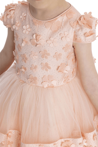 فستان بناتي راقي للمناسبات متعدد الطبقات باللون ال...