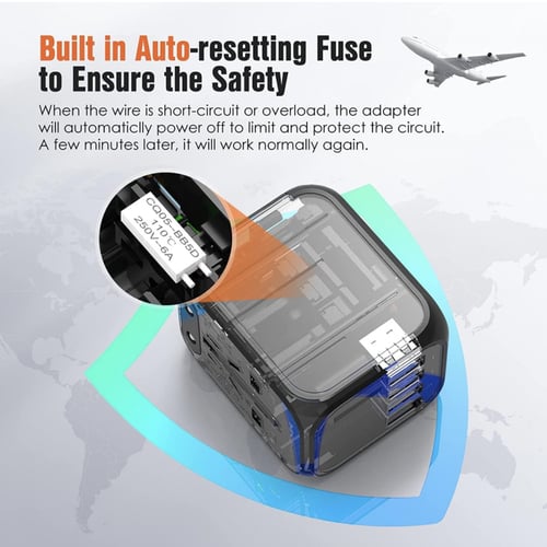 شاحن سفر عالمي متعدد الاستخدامات