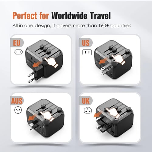 شاحن سفر عالمي متعدد الاستخدامات