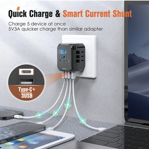 شاحن سفر عالمي متعدد الاستخدامات