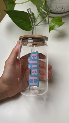 كوب زجاجي باسمك